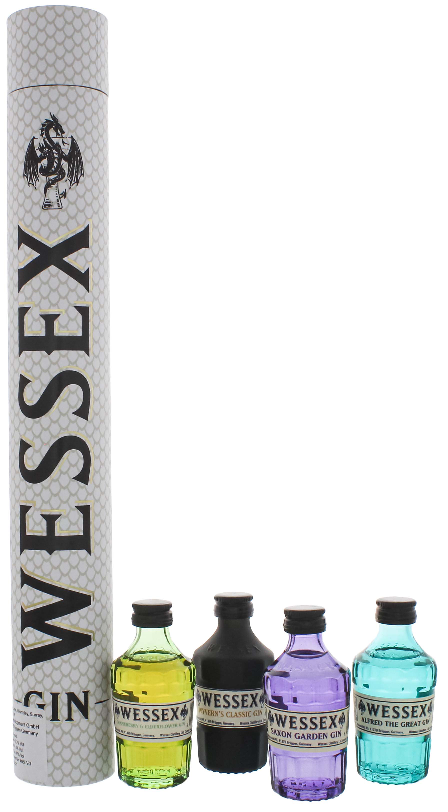 Wessex Gin Giftset (Alfred the Great/Wyverns Classic/Saxon/Elderflower) Miniatures 4x0,05L