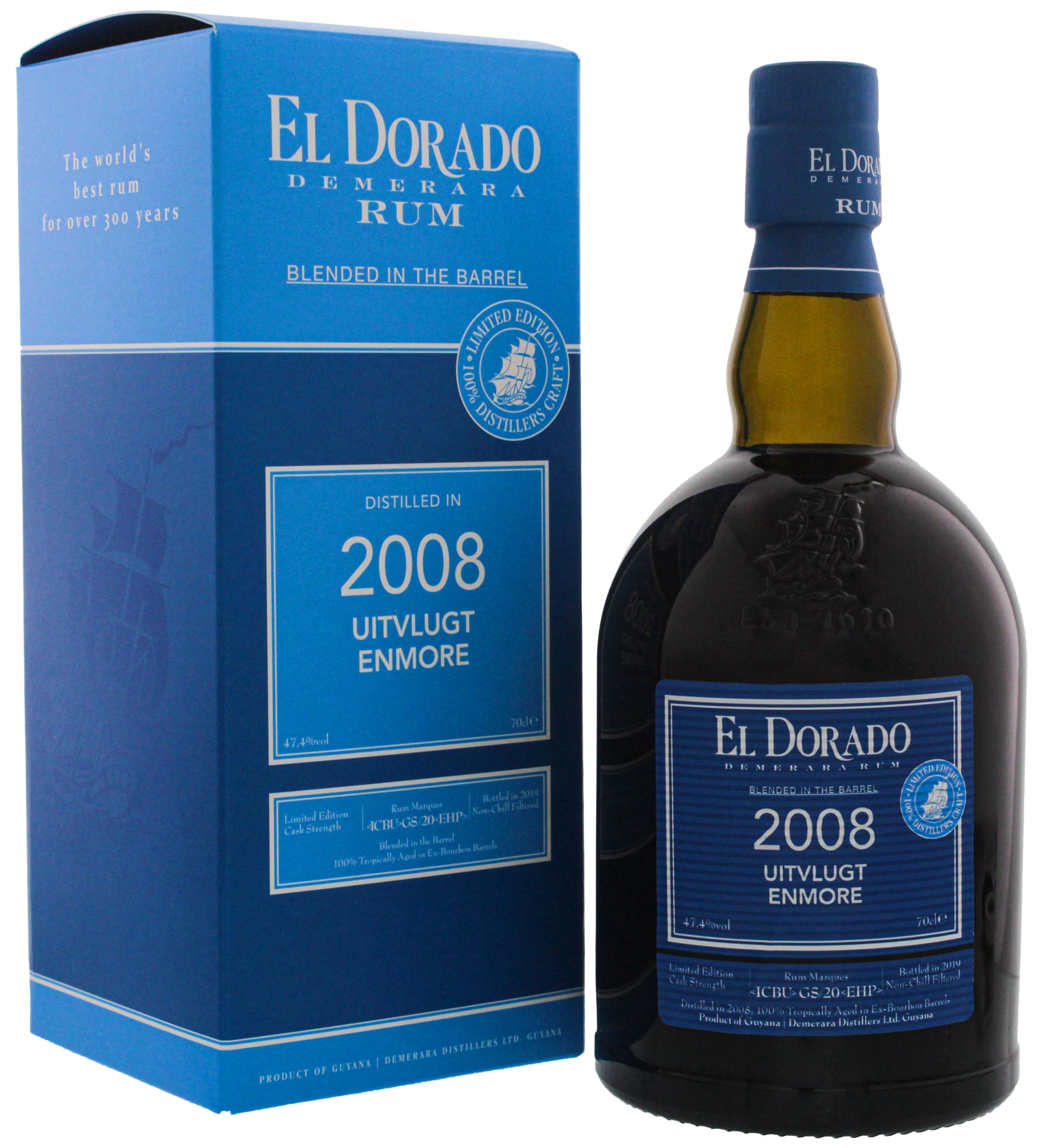 El Dorado Rum Blended in the Barrel 2008/2019 Uitvlugt Enmore Limited Ed. 0,7L -GB-