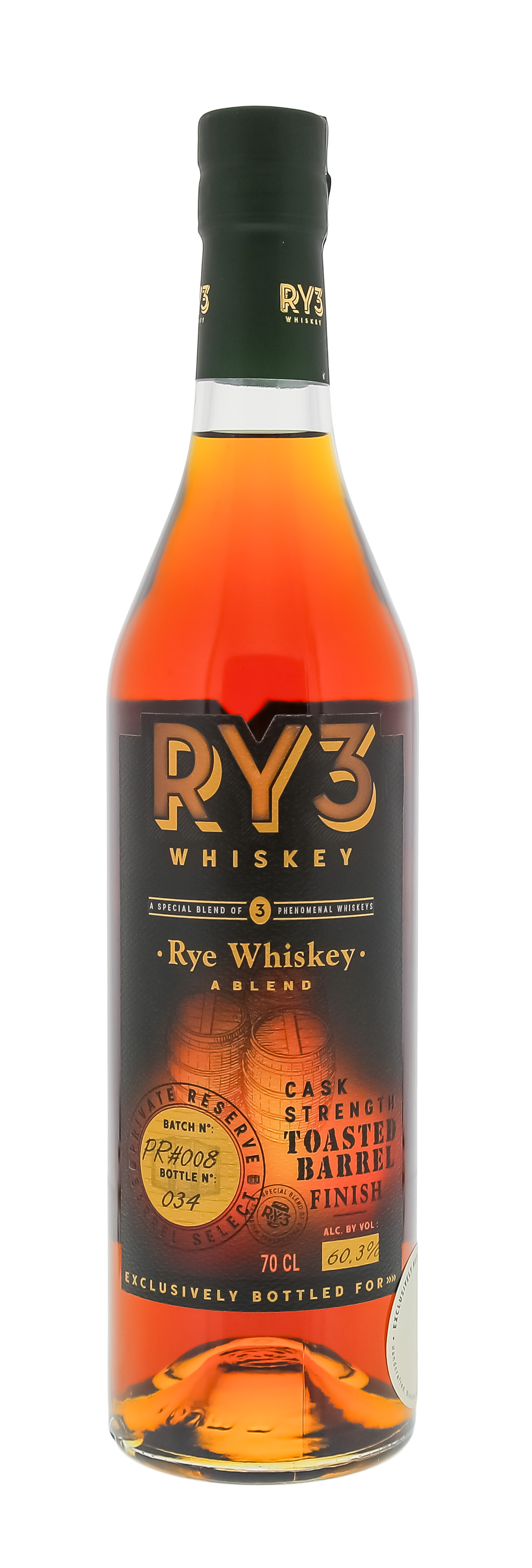 Ry3 Blended Rye Whiskey Cask Strength Toasted Barrel Finish 0,7L